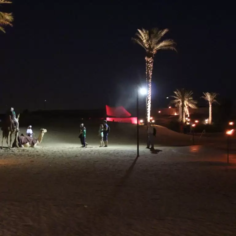 Abu Dhabi Sunset Desert Safari with BBQ, Camel Ride & Sandboarding