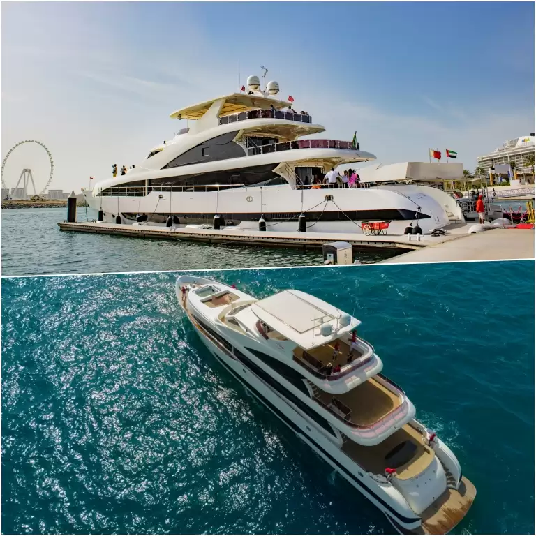 Dubai Harbour Superyacht Experience with Live station & Drinks