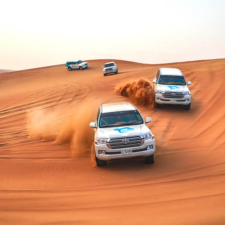 Premium Red Dunes Safari with Camel Ride & International buffet dinner at Al Khayma Camp