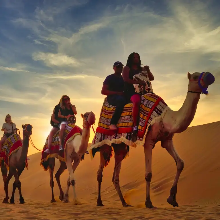 Premium Red Dunes Safari with Camel Ride & International buffet dinner at Al Khayma Camp