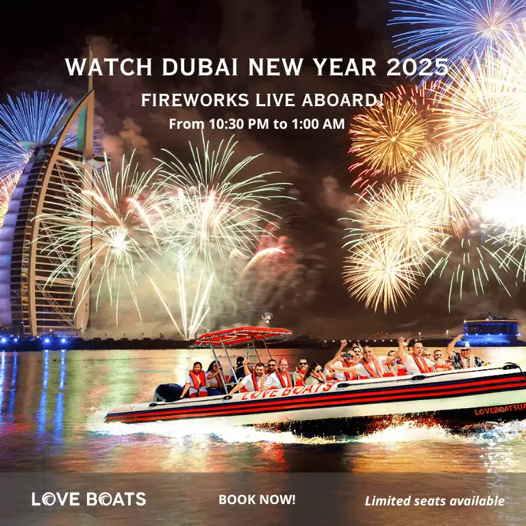 New Year's Eve Fireworks Show at Love Boats Cruise in Dubai