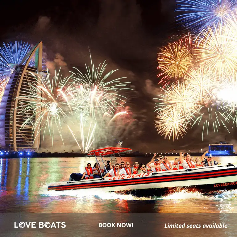 New Year's Eve Fireworks Show at Love Boats Cruise in Dubai