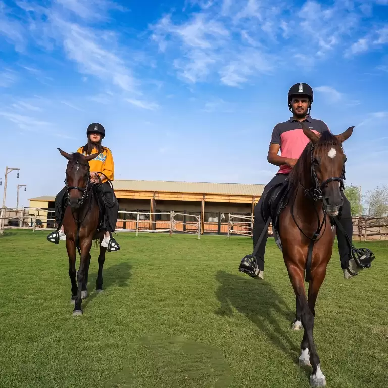 Sunset Horse Riding at Al Marmoom Oasis with a 6-Course Bedouin Dinner