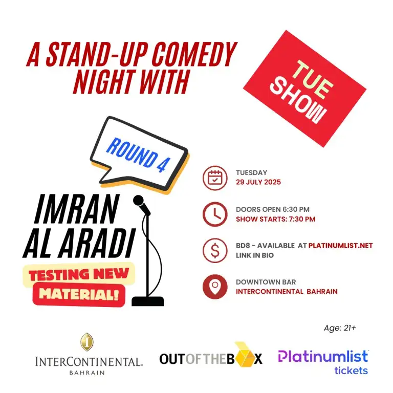 A Comedy Night With Imran Al Aradi – Round 4 At The InterContinental Hotel Bahrain Downtown Bar | 29 July