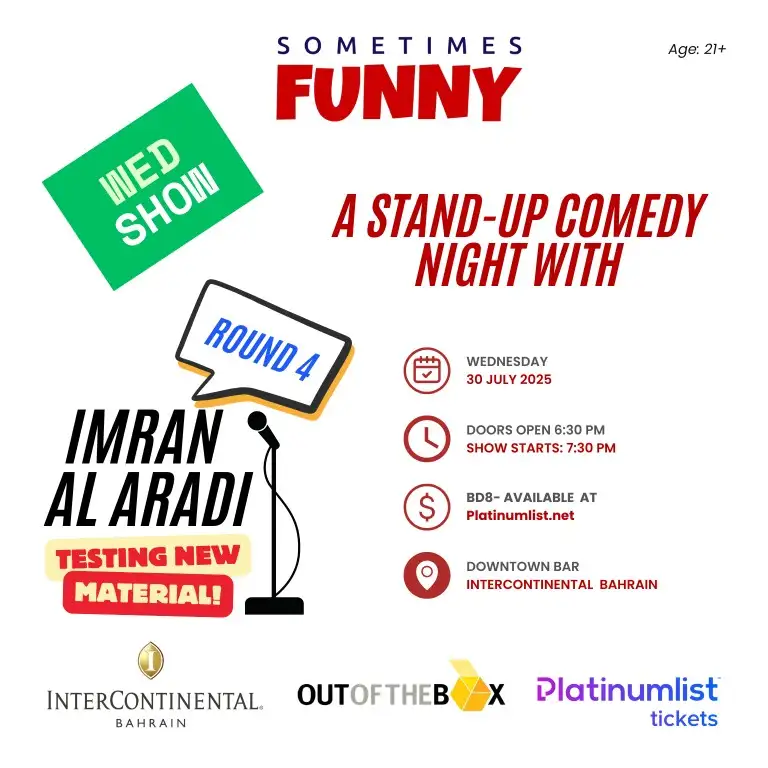 A Comedy Night With Imran Al Aradi – Round 4 At The InterContinental Hotel Bahrain Downtown Bar | 30 July