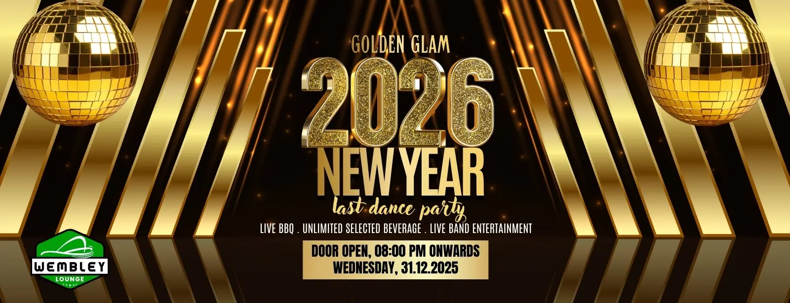 Golden Glam New Year Last Dance Party at Wembley Lounge, Bahrain