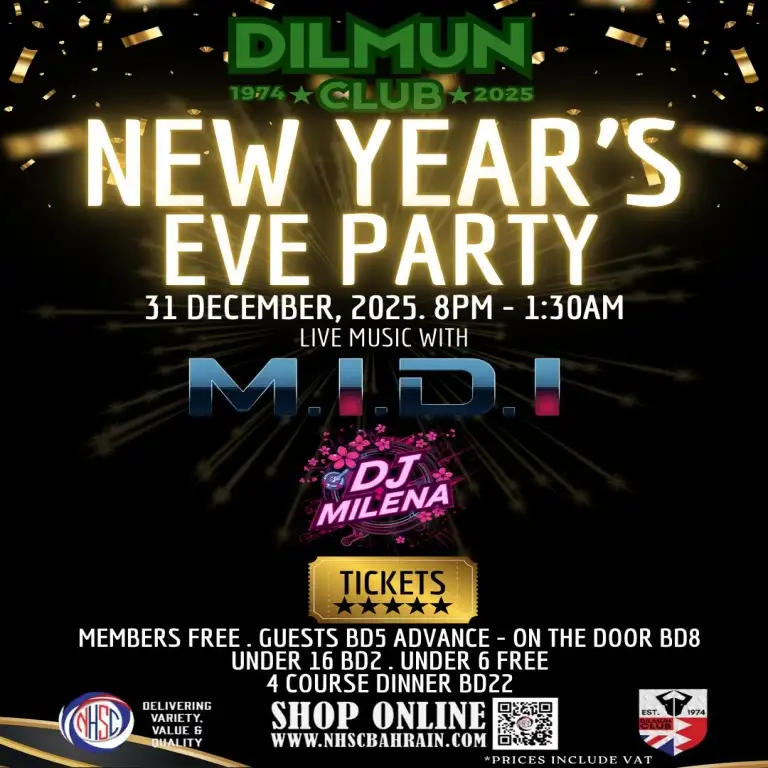 New Year’s Eve Party 2026 at Dilmun Club, Bahrain