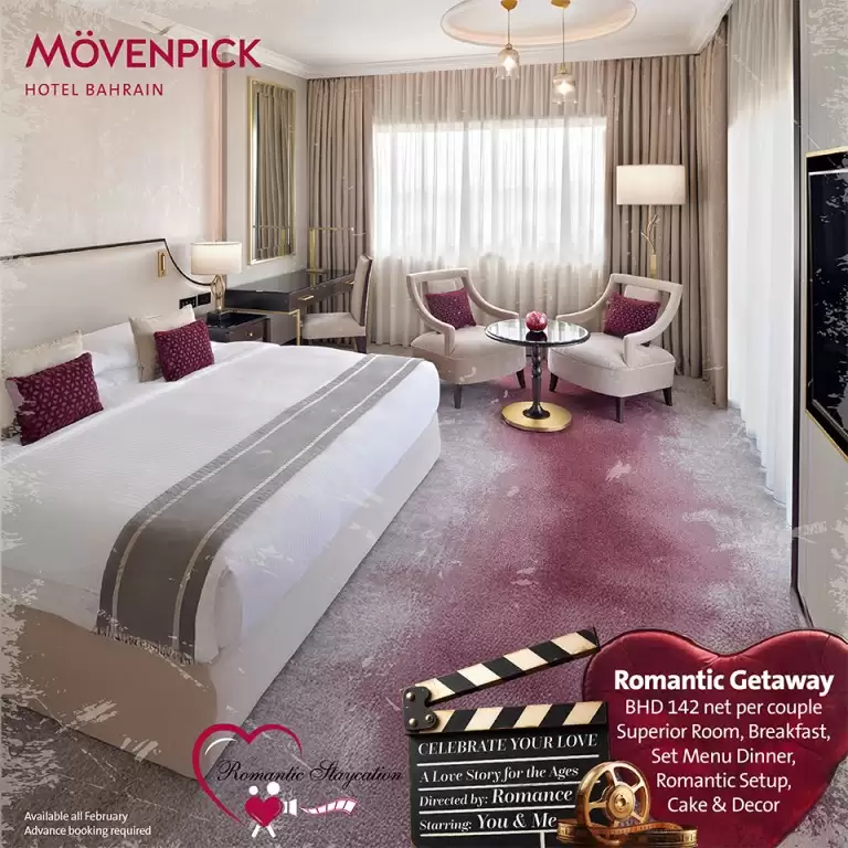 Romantic Getaway Room Package at Mövenpick Hotel Bahrain