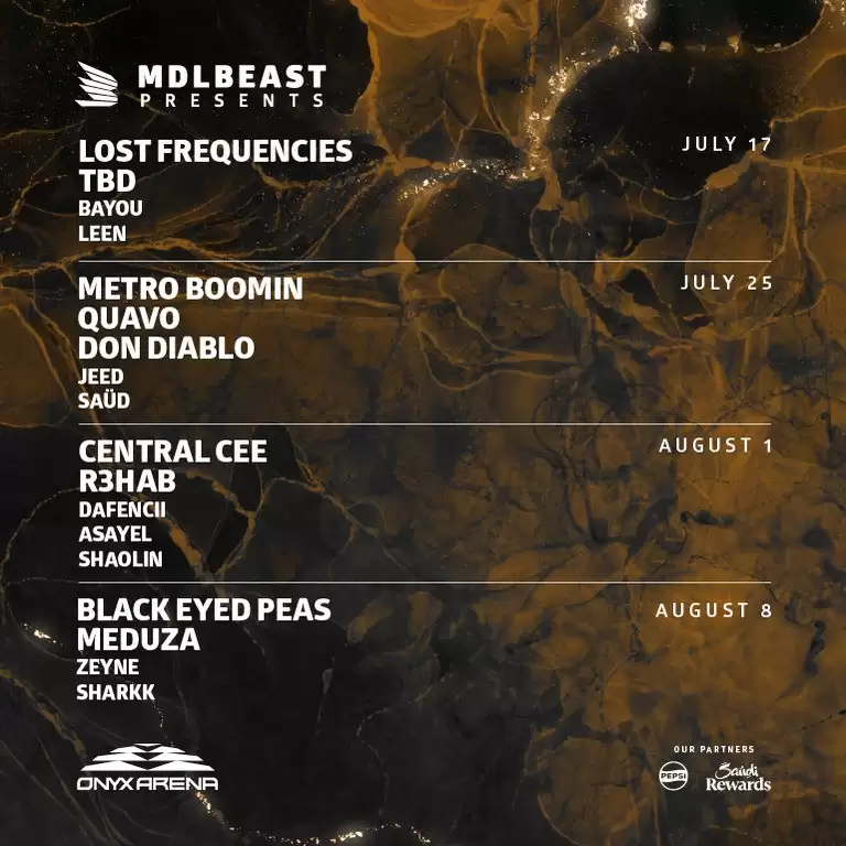 ONYX Arena - Week 1 in Jeddah: TY DOLLA $IGN, SWAE LEE, LOST FREQUENCIES, Bayou, and Leen.