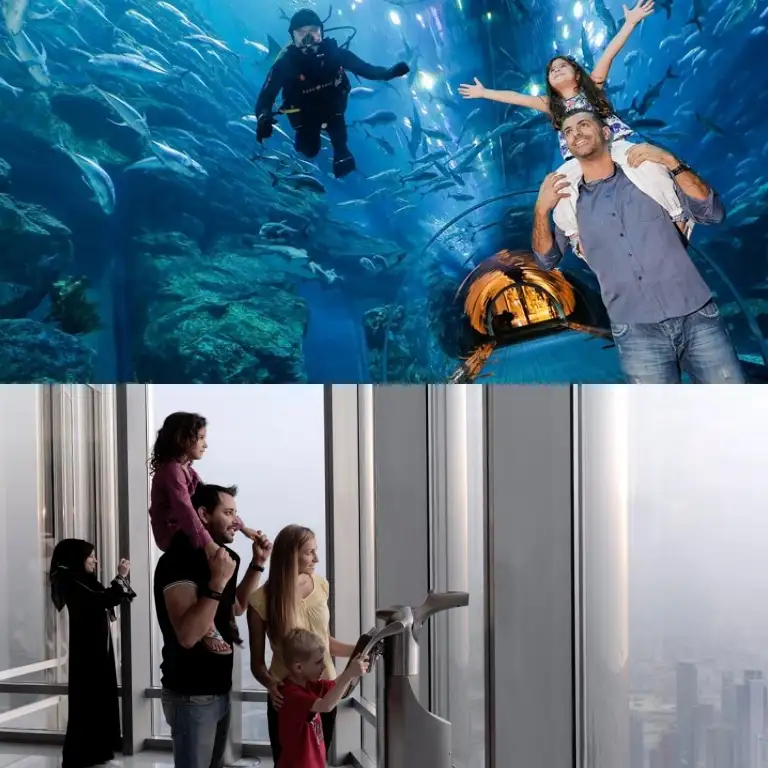 En Üstte, Burj Khalifa ve Dubai Akvaryumu