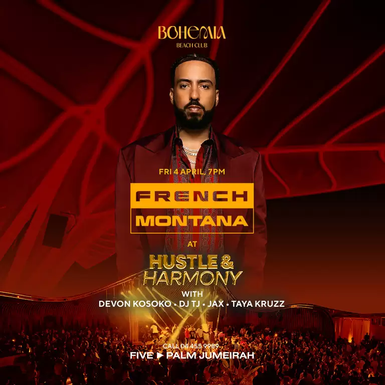 French Montana, Billboard Hot 100 star, at Hustle & Harmony in Dubai