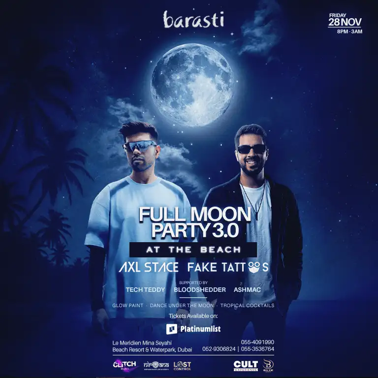 حفلة اكتمال القمر 3.0 في شاطئ باراستي دبي