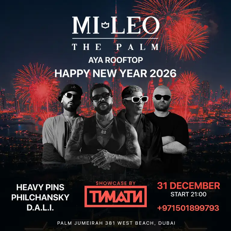 Новый год 2026 с “ТIMATI Flava showcase/DJ Set” на крыше AYA в Mileo The Palm