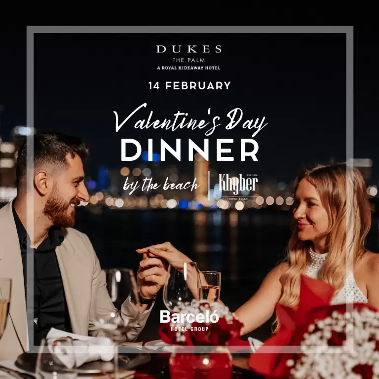 Valentine's Day Dinner at Dukes The Palm, a Royal Hideaway Hotel in Dubai