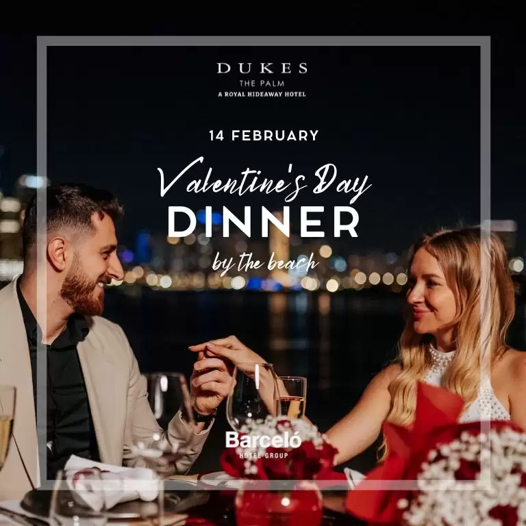 Valentine's Day Dinner at Dukes The Palm, a Royal Hideaway Hotel in Dubai