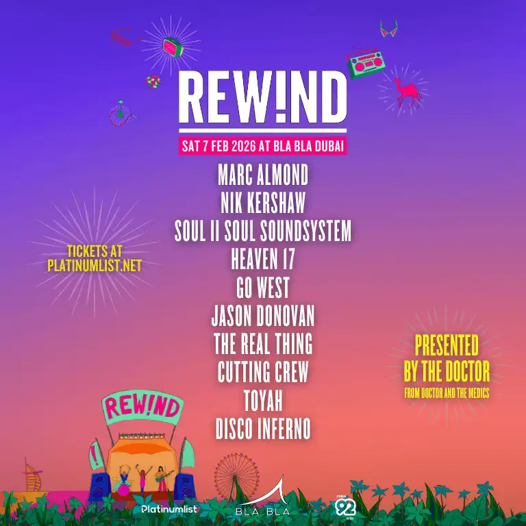 REW!ND Fest DXB 2026 – The Ultimate 80s & 90s Experience Returns to Bla Bla!