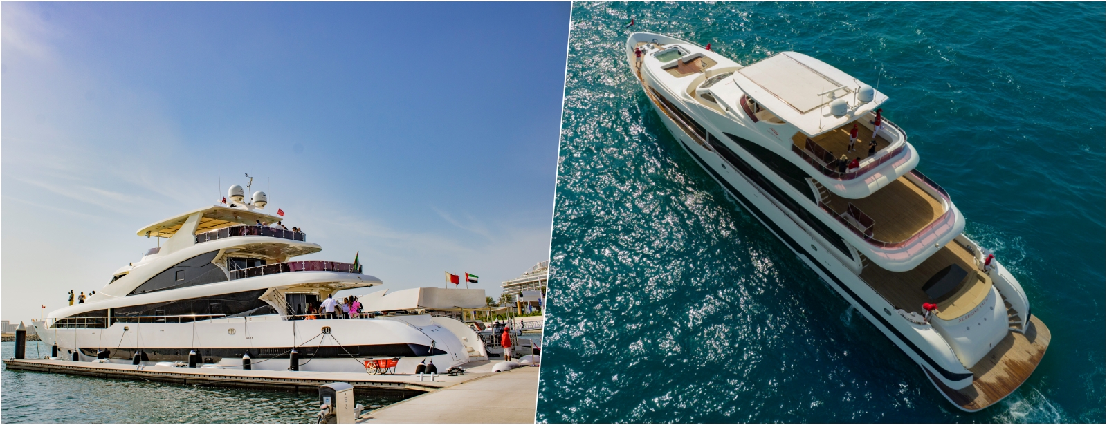 Dubai Harbour Superyacht Experience with Live station & Drinks