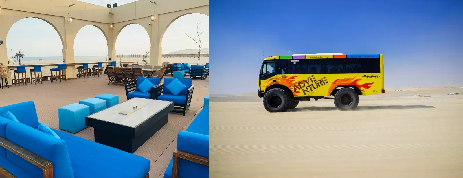 Monster Bus Tour in the Desert with Day Pass at Al Majles Resort
