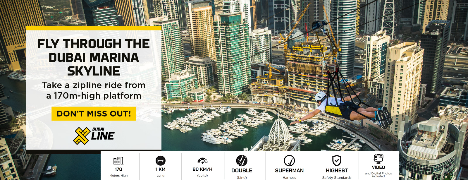 XLine Dubai Marina - The Longest Urban Zipline in The World