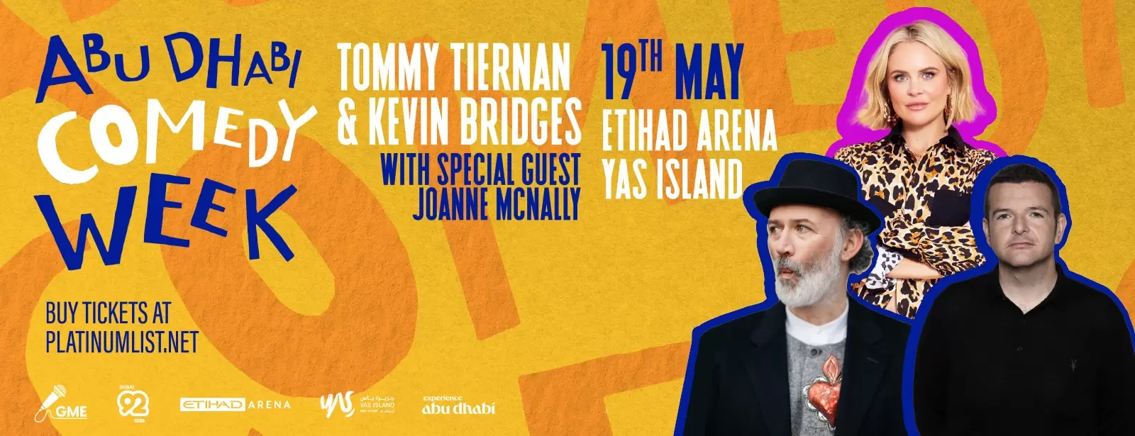 Tommy Tiernan, Kevin Bridges & Joanne McNally at Etihad Arena in Abu Dhabi