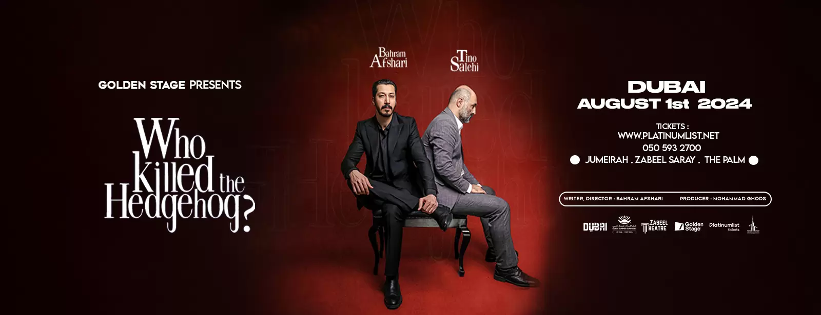Bahram Afshari in *Who Killed the Hedgehog?* at Zabeel Theatre, Dubai