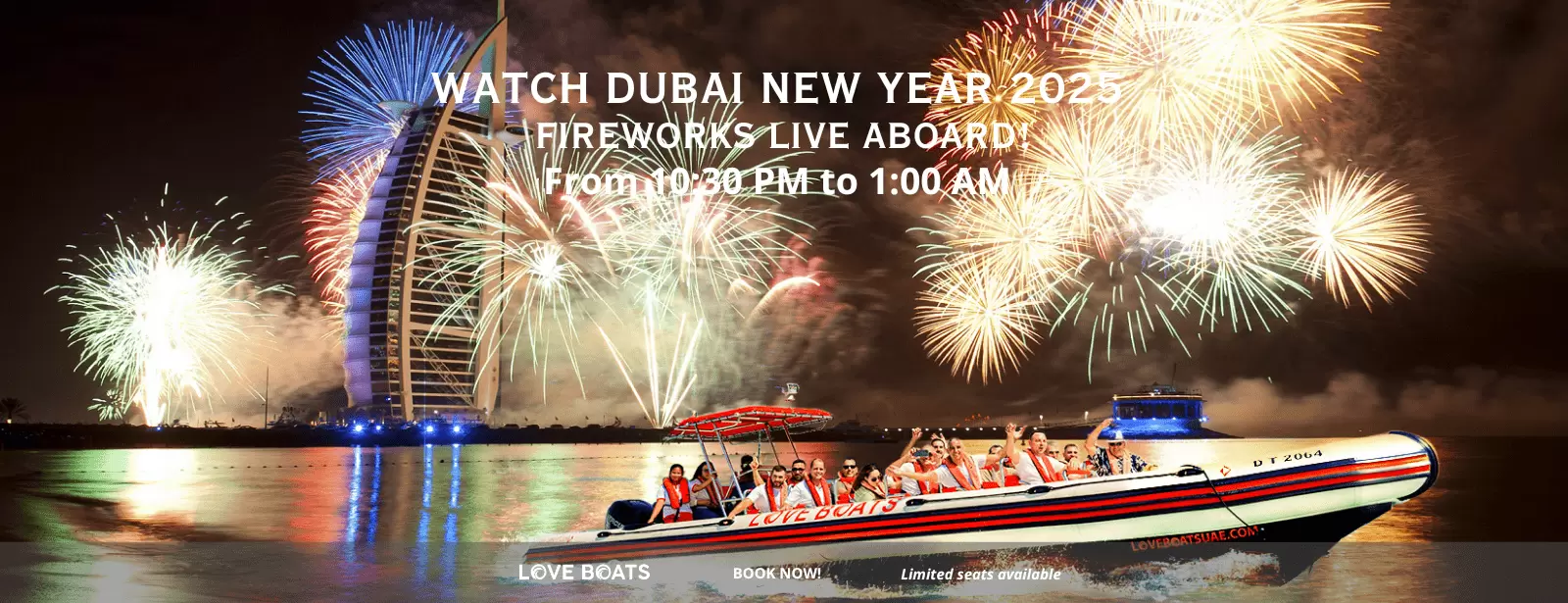 New Year's Eve Fireworks Show at Love Boats Cruise in Dubai