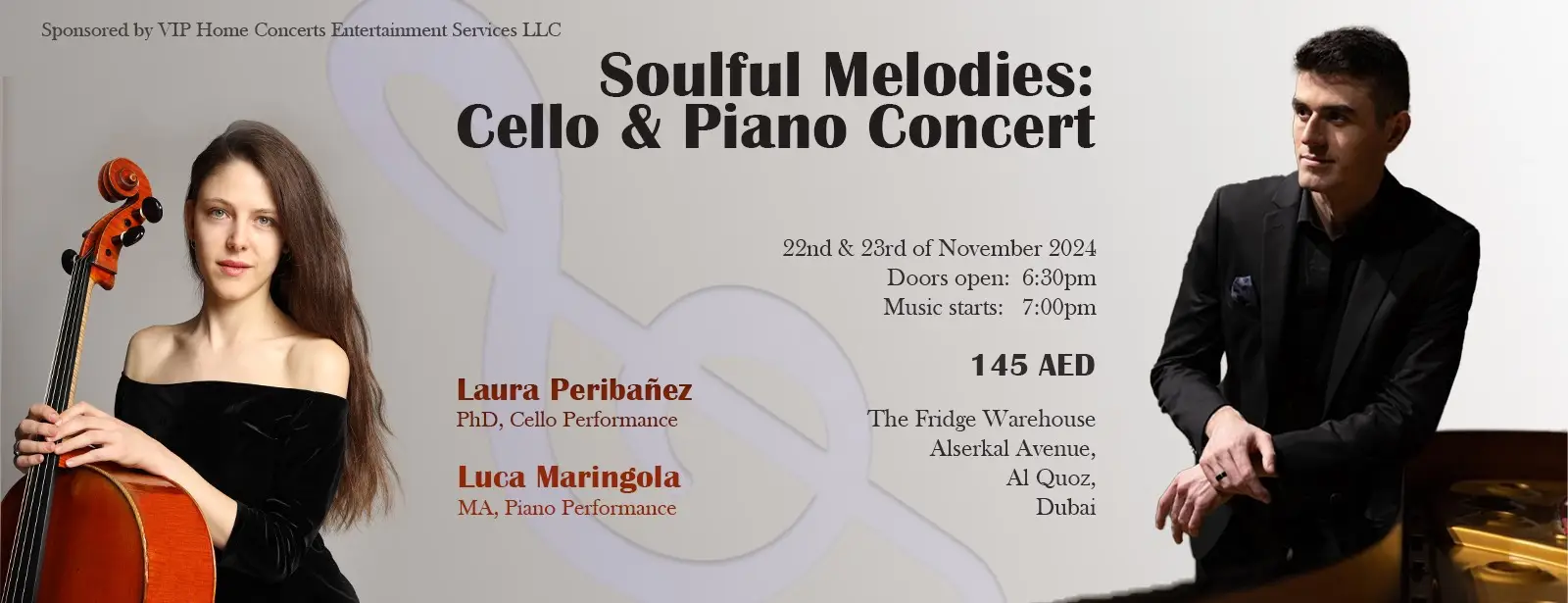 Soulful Melodies: Cello & Piano Concert at The Fridge Warehouse in Dubai