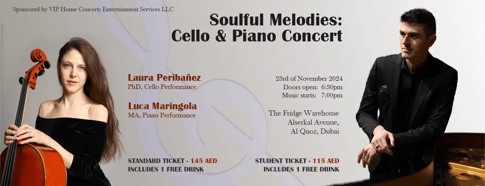 Soulful Melodies: Cello & Piano Concert at The Fridge Warehouse in Dubai