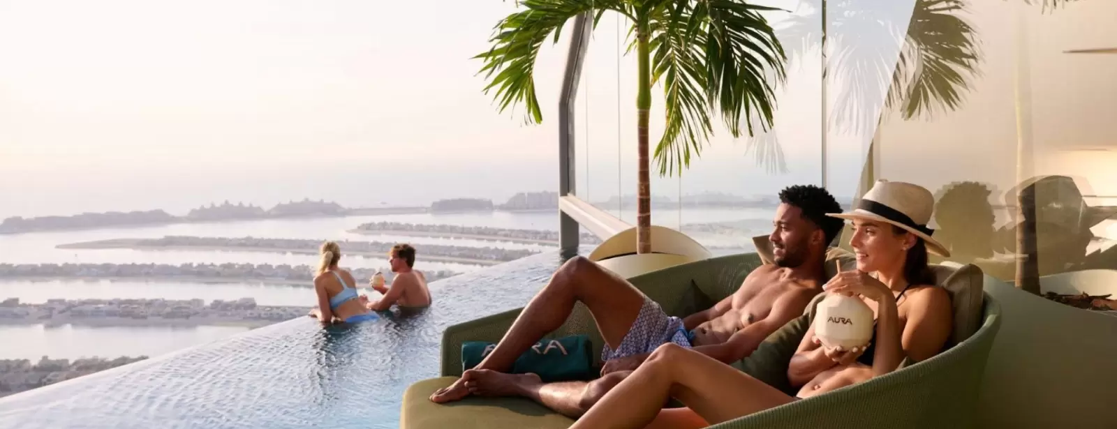 Aura sunrise pool experience with Burj view
