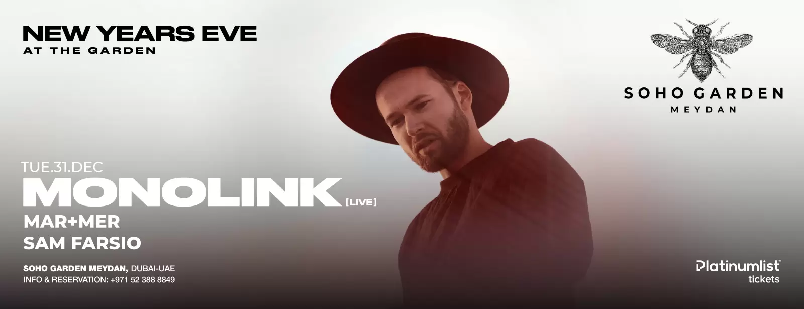 Monolink LIVE on NYE at Soho Garden Meydan in Dubai