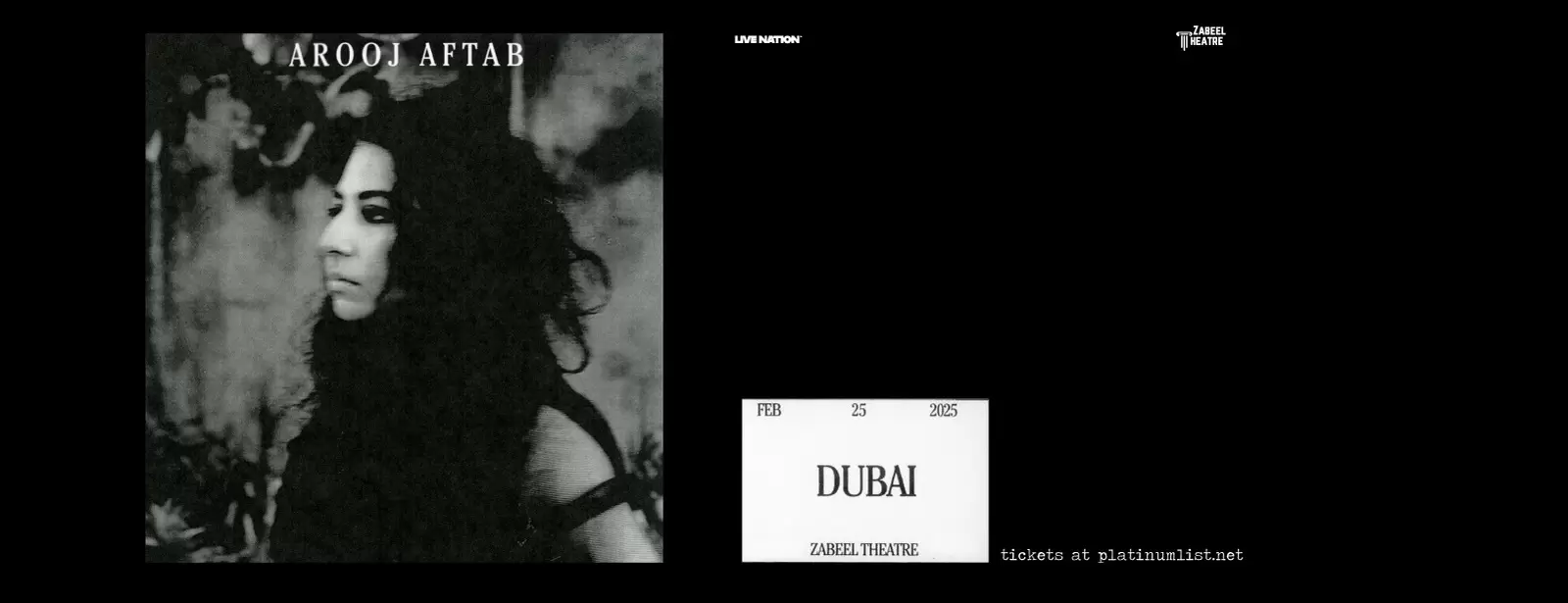 Live Nation Middle East presents Arooj Aftab at Zabeel Theatre in Dubai