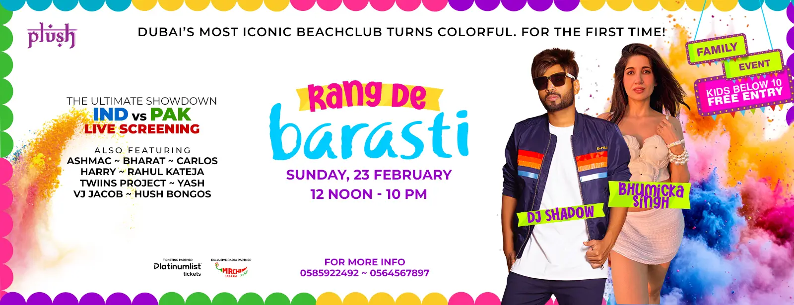 Rang De Barasti HOLI + IND vs PAK Live Screening in Dubai