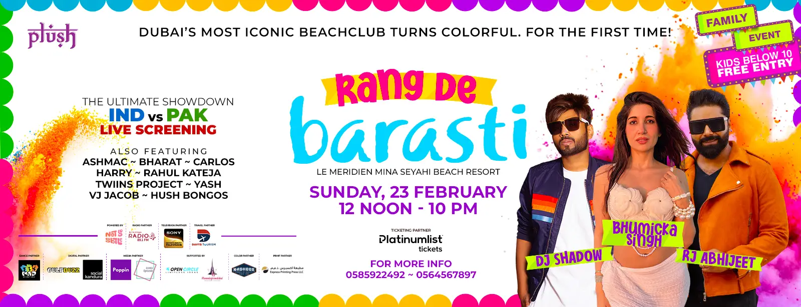 Rang De Barasti HOLI + IND vs PAK Live Screening in Dubai