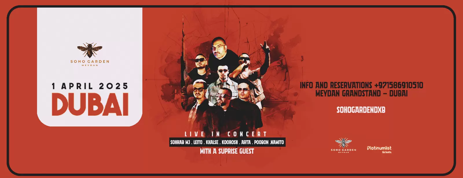 Sohrab MJ, Behzad Leito and more live at Soho Garden Meydan in Dubai