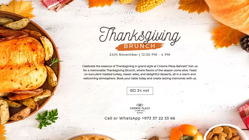Great Thanksgiving Brunch at Crowne Plaza Bahrain
