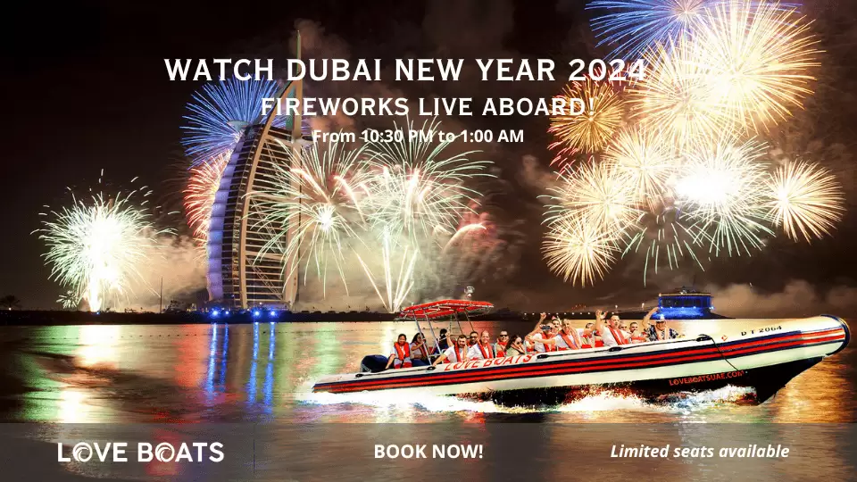 New Year's Eve Fireworks Show at Love Boats Cruise in Dubai