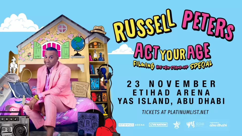 Russell Peters: Act Your Age World Tour 2023 at Etihad Arena in Abu Dhabi