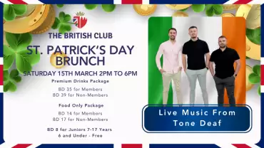 St Patrick’s Day Brunch at The British Club – Saturday 15th March