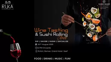 Sushi Rolling Class & Wine Tasting at Ruka - Ramee Grand Hotel